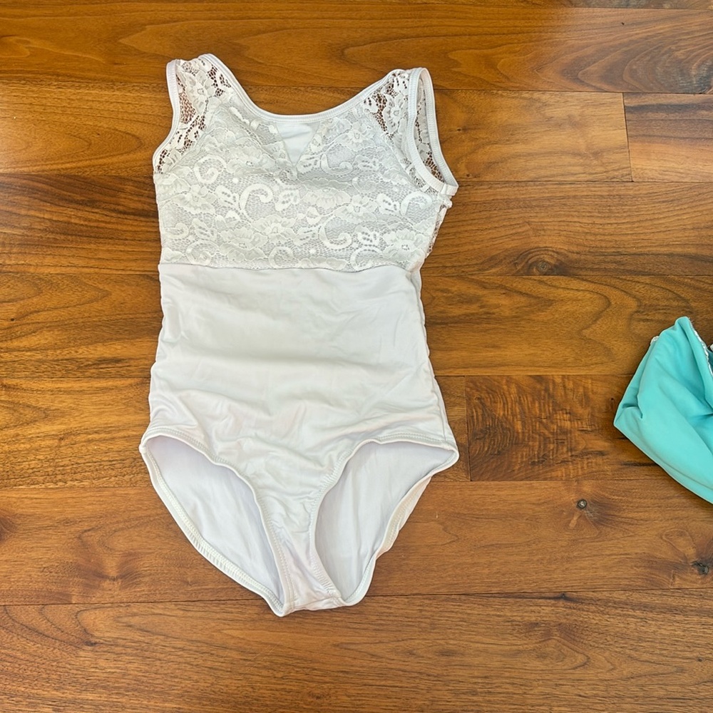 Women’s white lace leotard